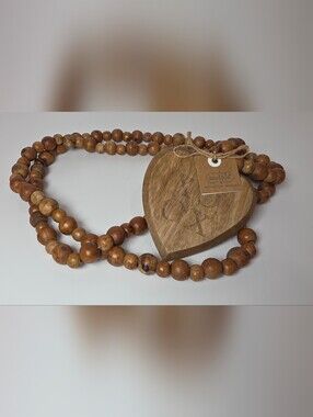 Mud Pie Etched Beaded Décor, Natural Heart